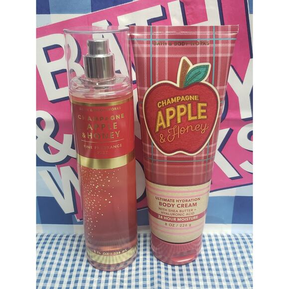 BBW Champagne Apple & Honey Body Cream & Fine Fragrance Mist Body Care Set - Picture 1 of 3